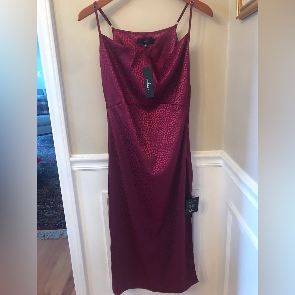 NWT Lulus Burgundy Slip Midi Dress Small